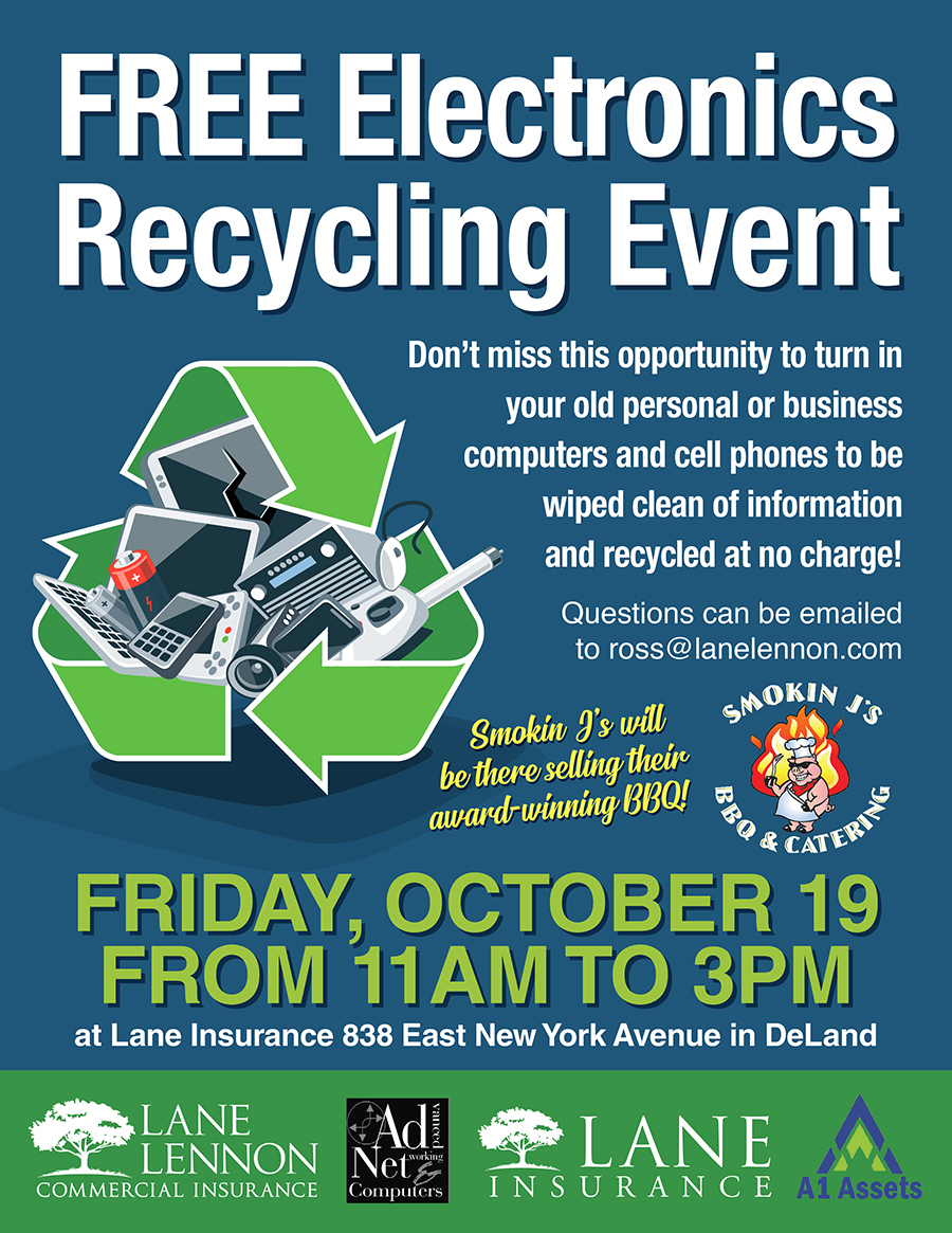 FREE Electronics Recycling Event Lane Insurance Deland